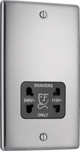 BG Nexus NBS20B Dual Voltage Shaver Socket Brushed Stainless Grey Insert