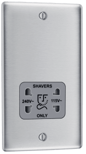 BG Nexus NBS20G Dual Voltage Shaver Socket Brushed Stainless Grey Insert