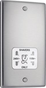 BG Nexus NBS20W Dual Voltage Shaver Socket Brushed Stainless White Insert