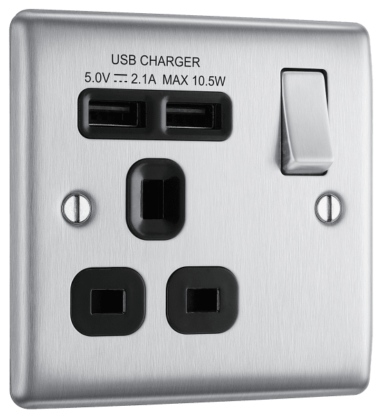 BG Nexus NBS21U2B Socket Outlet with USB Charger 13A