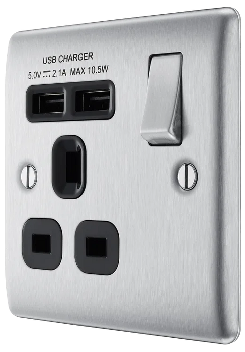 BG Nexus NBS21U2B Socket Outlet with USB Charger 13A