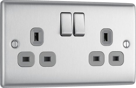 BG Nexus NBS22G 2G Switched Socket Brushed Stainless Grey Insert