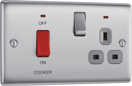 BG Nexus NBS70G 45A DP Cooker Control Unit Socket Brushed Stainless Grey Insert