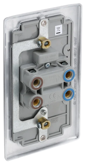 BG Nexus NBS72 45A Double Plate Switch Brushed Steel