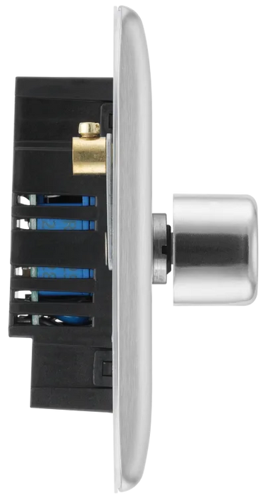 BG Nexus NBS81 Single 2 Way Push 200W Dimmer Switch Brushed Steel