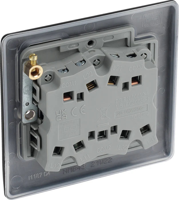 BG Nexus NMB43 3G 2W 10A Switch Matt Black