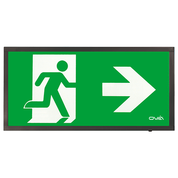 Ovia OEC4-R-B 4W Emergency LED Maintained Box Exit Sign Right Legend