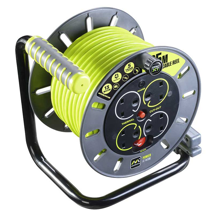 Masterplug OTLU40134SL Metal 4 Socket 40MTR Open Cable Reel