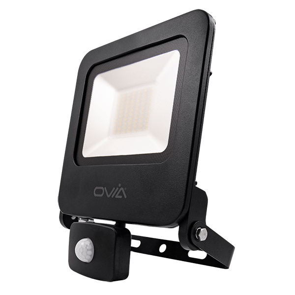 Ovia OV10150BKWWPIR 50W Led Floodlights with PIR IP65 WW Black