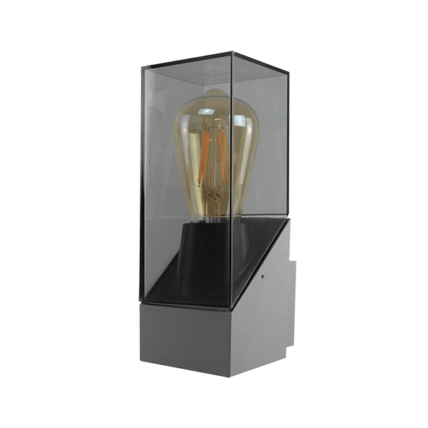 Ovia OV205127GY 15W E27 Boxed Wall Light With Clear Lens