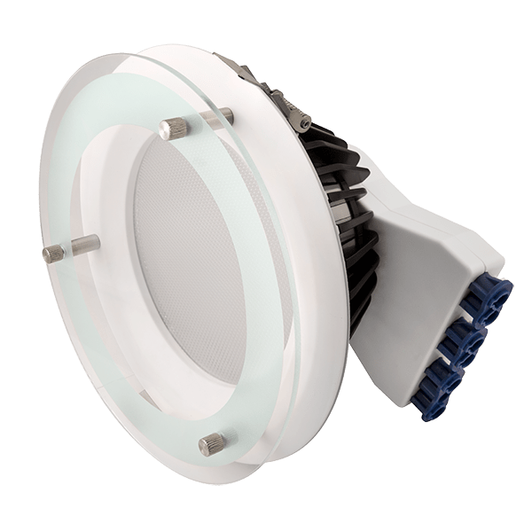 Ovia OV65206CTASDGL 20W 190mm Diameter Switch Dimmable Downlight With Drop Glass CTA Switch - IP44 - White