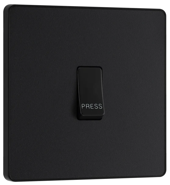 BG Evolve PCDMB14B 10AX 1 Way Retractive Press Switch - Black Insert Matt Black