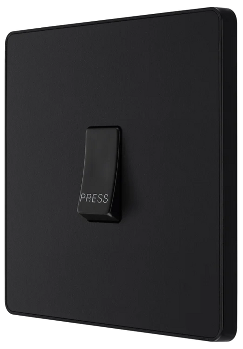 BG Evolve PCDMB14B 10AX 1 Way Retractive Press Switch - Black Insert Matt Black