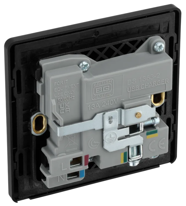 BG Evolve PCDMB21UAC18B Matt Black 13A A+C USB Socket