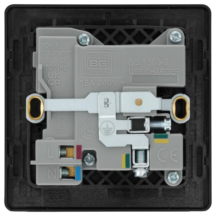 BG Evolve PCDMB21UAC18B Matt Black 13A A+C USB Socket