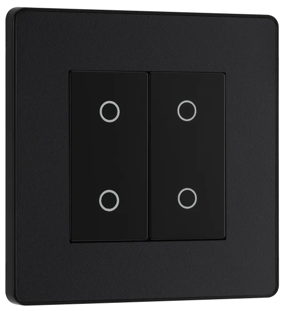 BG Evolve PCDMBTDM2B 2 Gang 200W Trailing Edge Master Touch Dimmer - Black Insert Matt Black