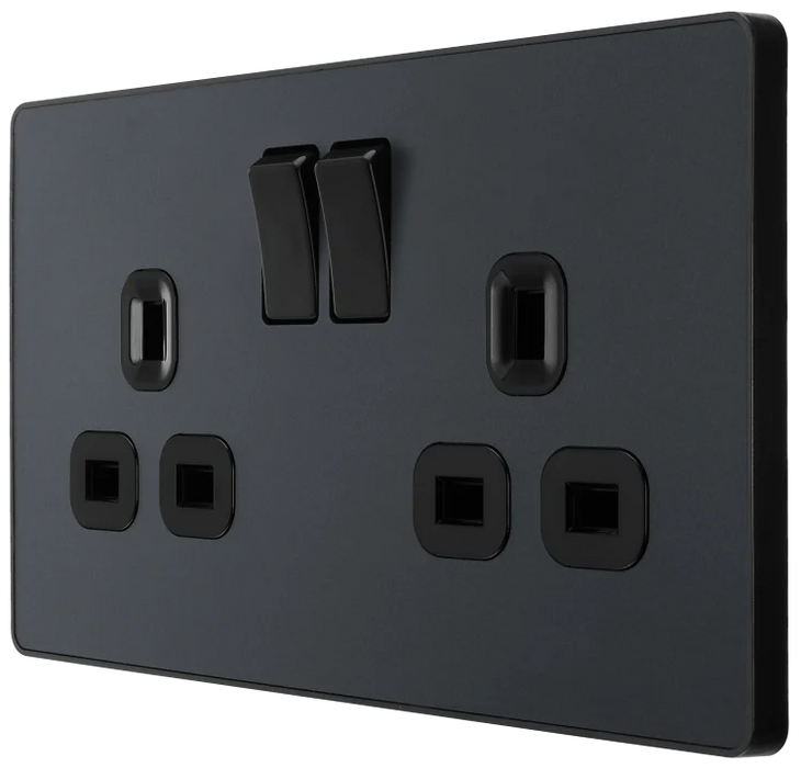 BG Evolve PCDMG22B-01 2 Gang 13A Switched Socket Outlet Matt Grey