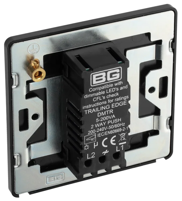 BG Evolve PCDMG81B-01 1G 2W Led Trailing Edge Single Dimmer Switch Matt Grey