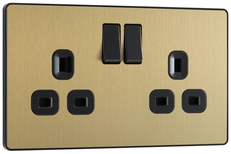 BG Evolve PCDSB22B Satin Brass Double Switched Socket