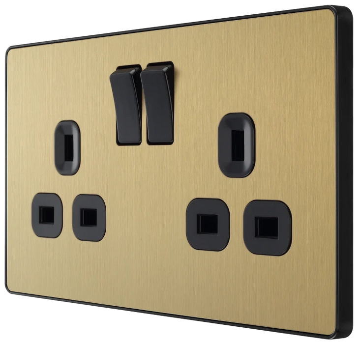 BG Evolve PCDSB22B Satin Brass Double Switched Socket