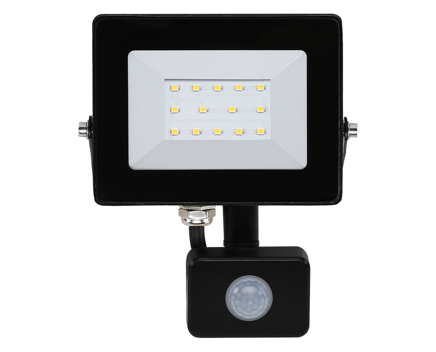 NVC Lighting NPM10/BK/PIR/840 Puma 10W LED Floodlight Black PIR 840