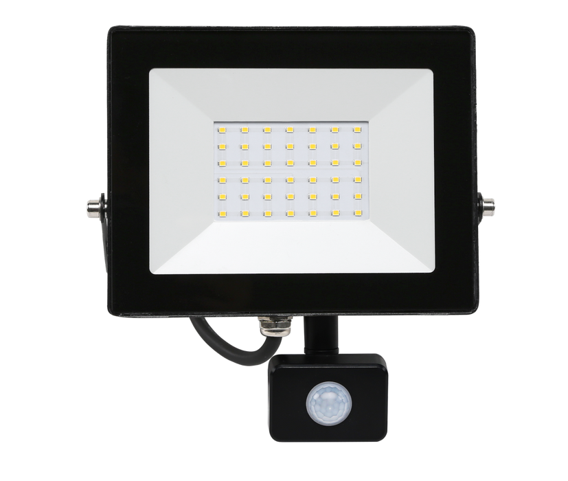 NVC Lighting NPM30/BK/PIR/840 Puma 30W LED Floodlight Black PIR 840