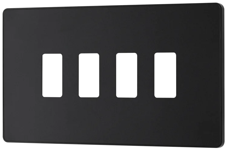 BG Evolve RPCDMB4B Matt Black 4 Module Rectangular Front Plate