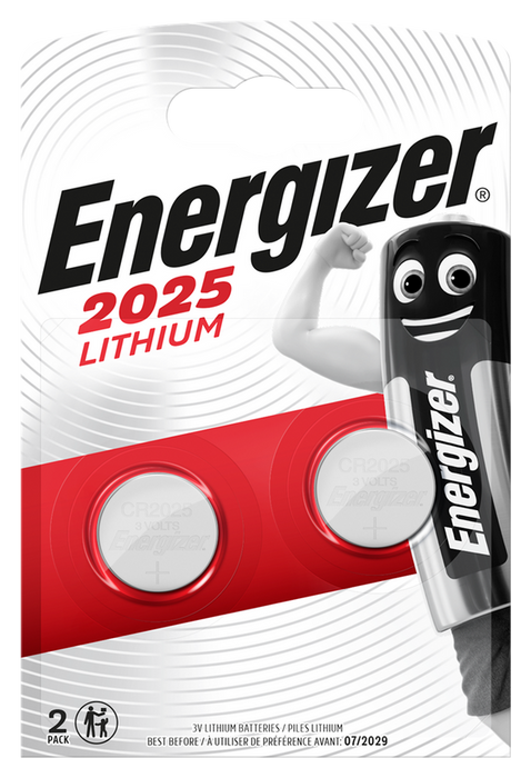 Energizer CR2025ENEB2 CR2025 Lithium Coin Cell - Pack of 2