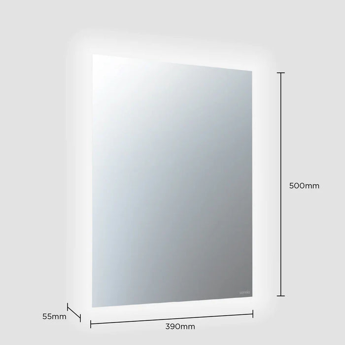 Sensio SE140049N0 Lustro Rectangle Back-lit Rechargeable EVO+ Lithium-Ion Battery LED Mirror - Natural White - 390mm x 500mm