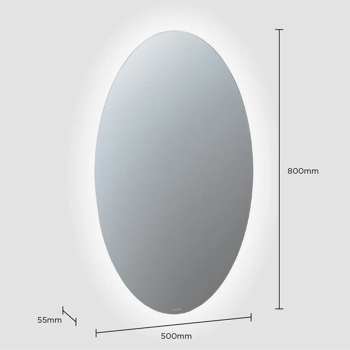 Sensio SE140069N0 Lustro Oval Back-lit Rechargeable EVO+ Lithium-Ion Battery LED Mirror - Natural White - 500mm x 700mm