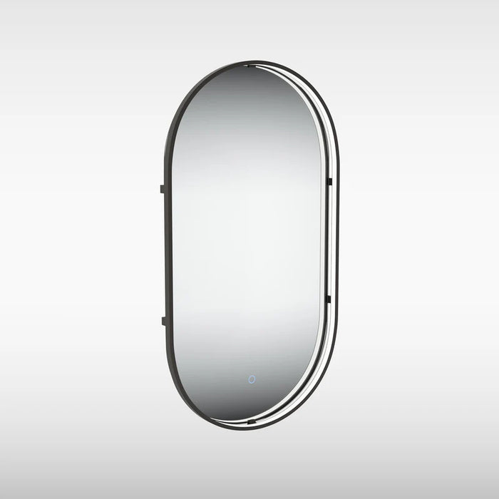 Sensio SE170043T0 Aspect Floating Edge Pill Shaped Mirror with Colour Changeable LEDs and Touch Sensor - 900x500mm - Matt Black