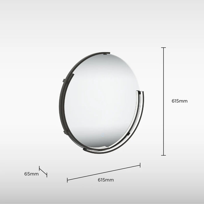 Sensio SE170063T0 Aspect Curve Floating Edge Mirror with Colour Changeable LEDs and Touch Sensor - ø600mm - Matt Black