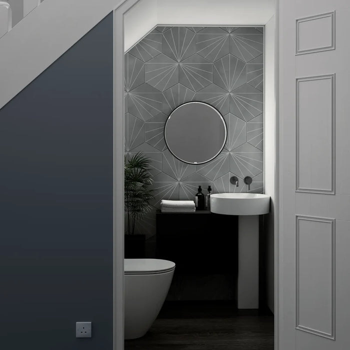 Sensio SE30098C0 Aspect Floating Edge Round Mirror - 600x63mm - Matt Black