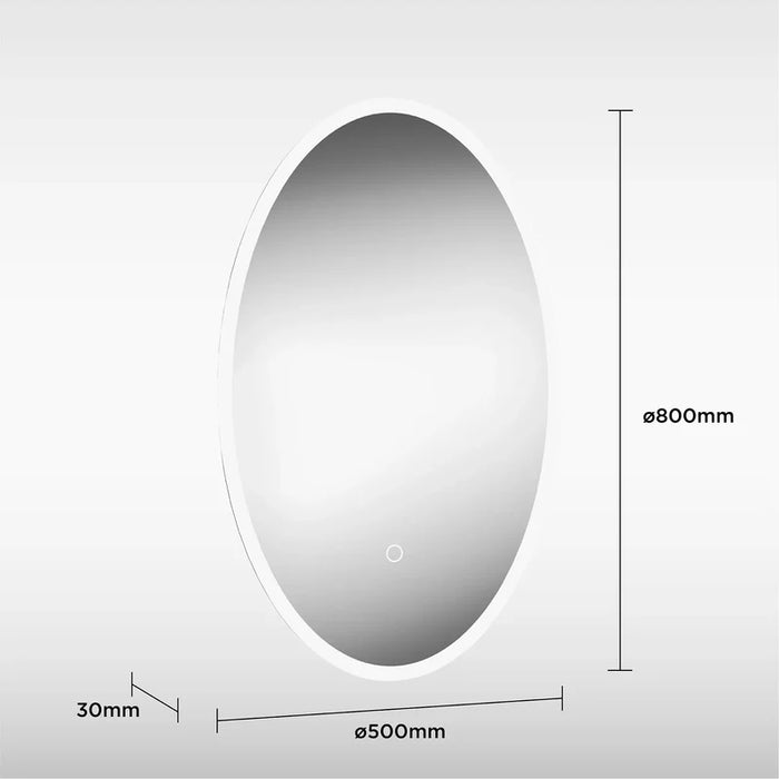 Sensio SE30395P0 Aurora Diffused Border Oval LED mirror - 500x800 - CCT