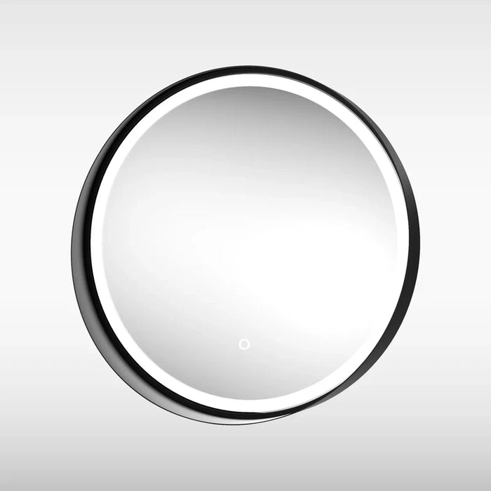 Sensio SE30398T0 Dawn Round Mirror Matt Black Frame & Shelf - 600x110mm - Cool White