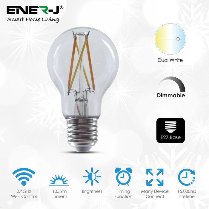 ENER-J SHA5298 WiFi Smart LED Dimmable & CCT Changing Filament E27 Bulb