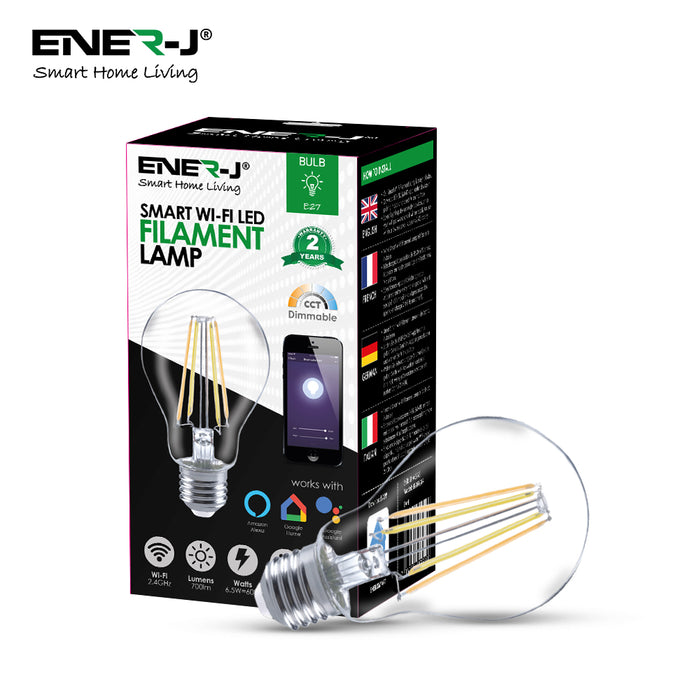 ENER-J SHA5298 WiFi Smart LED Dimmable & CCT Changing Filament E27 Bulb