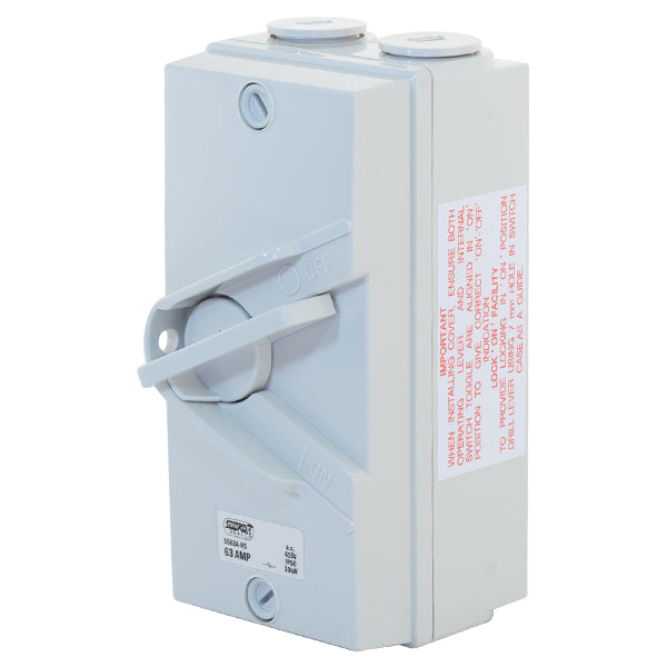 SelectRic SS63A-RS 63 Amp / 30kW Weatherproof Isolator Switch – 4 Pole 415V