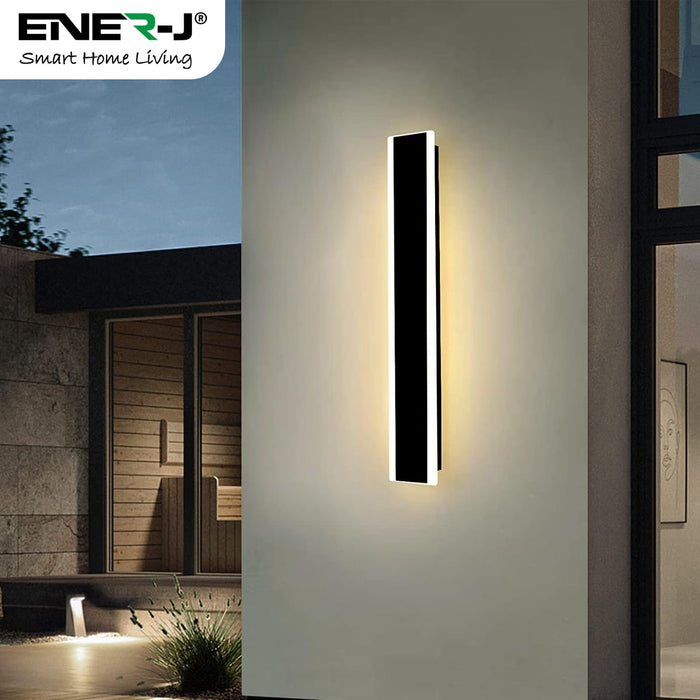 ENER-J T484 600x80mm Outdoor Acrylic Black Wall Lights, 2W Waterproof Warm White