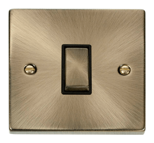 Click Scolmore Deco VPAB411BK 1 Gang 2 Way 'Ingot' 10AX Switch - Antique Brass Black