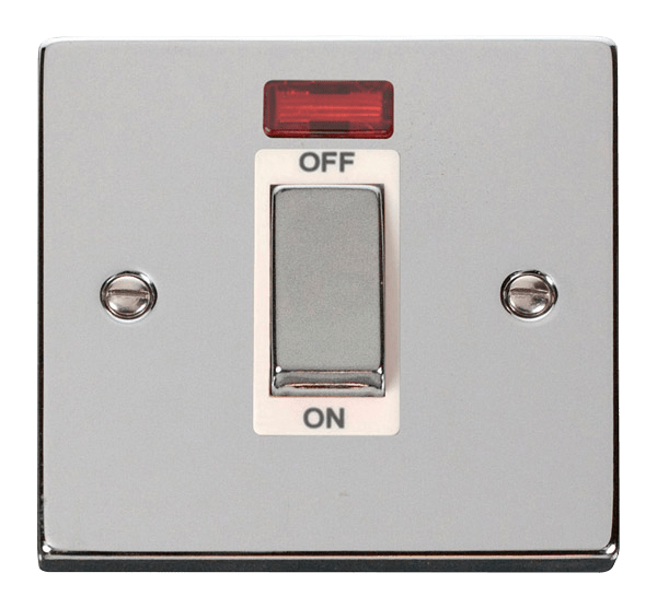 Click Scolmore VPCH501WH 1G DP Plate Switch With Neon