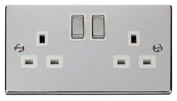 Click Deco VPCH536WH Switched Socket 2G 13A Polished Chrome White  Insert