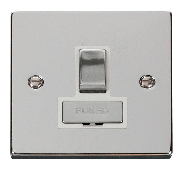 Click Scolmore Deco VPCH751WH Ingot 13A Switched  Spur Polished Chrome