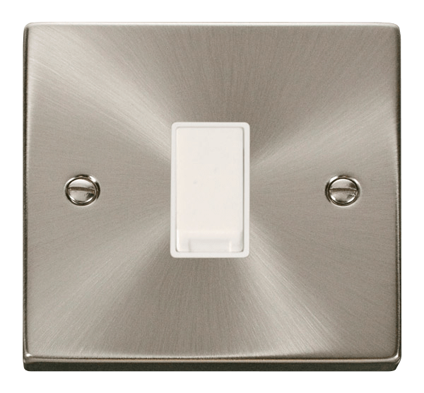 Click Scolmore Deco VPSC025WH 1G Intermediate Switch Satin Chrome White Insert