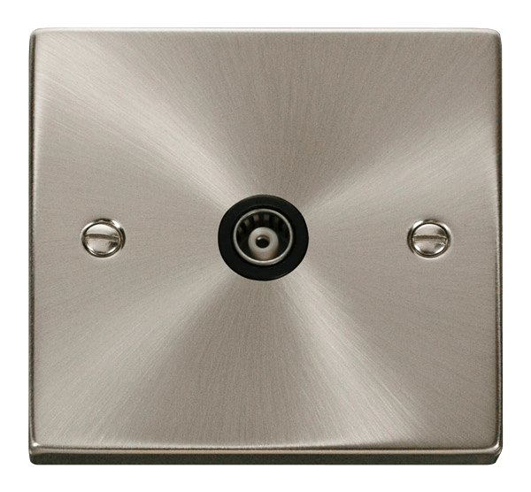 Click Scolmore Deco VPSC158BK 1G Single Isolated Coaxial Socket Outlet Satin Chrome