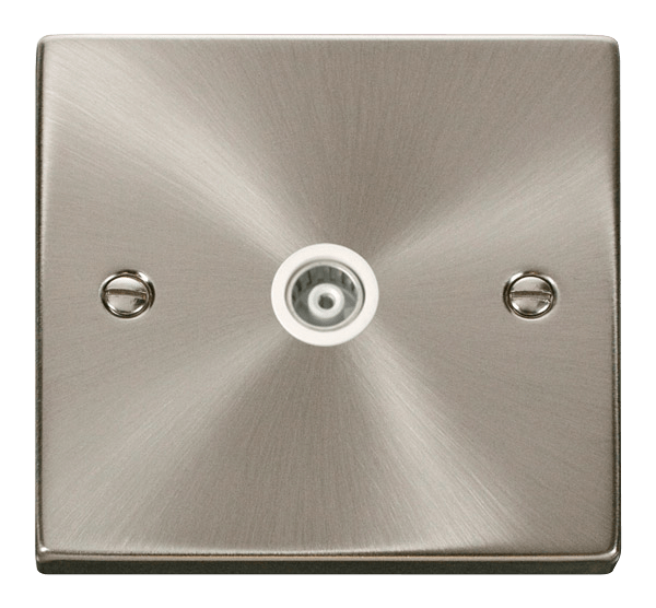 Click Scolmore Deco VPSC158WH 1G Single Isolated Coaxial Socket Outlet Satin Chrome