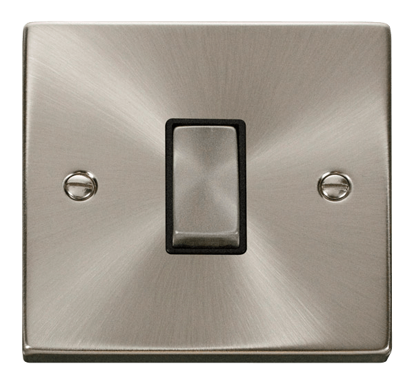 Click Deco VPSC411BK Plate Switch 1G Satin Chrome Black Insert