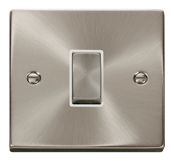 Click Deco VPSC411WH Plate Switch 10A Satin Chrome White Insert