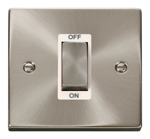 Click Scolmore Deco VPSC500WH Plate Switch 50A Ingot 1G DP Satin Chrome White Insert