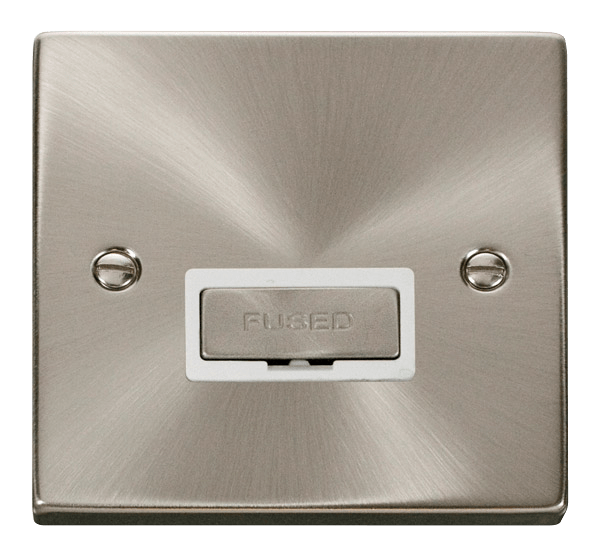 Click Scolmore Deco VPSC750WH Ingot Fused Connection Unit 13A Satin Chrome White Insert